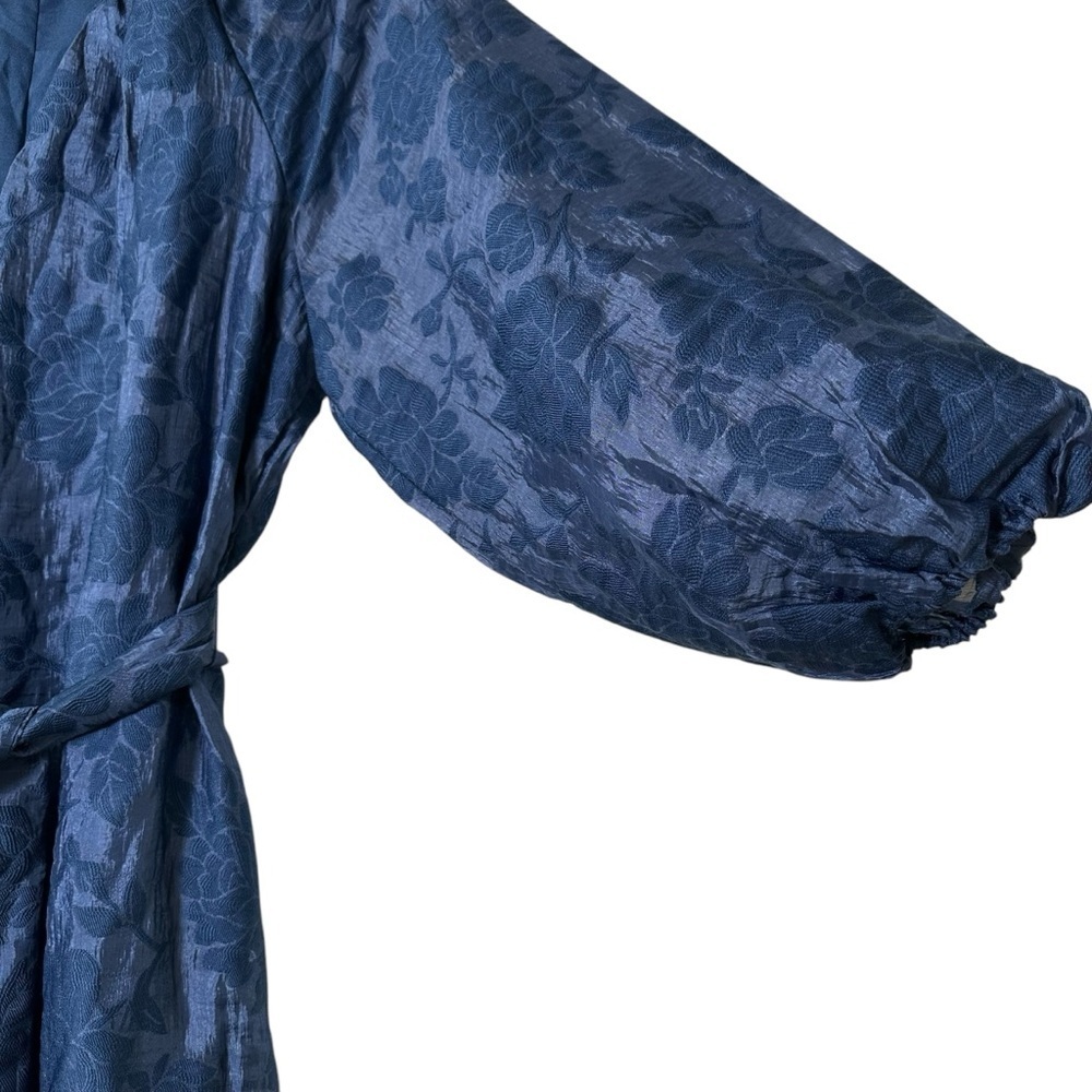 Future Collective Jenny K Lopez M Navy Floral Puff Sleeve Midi Dress - Picture 7 of 10
